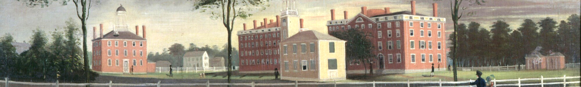 painting of the Bowdoin College campus, circa 1825